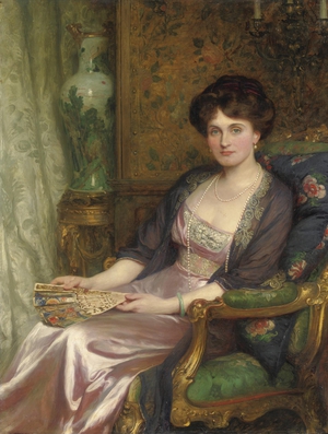 Sir Frank Dicksee, Portrait of Mrs George Pinckard, 1912, Art Reproduction