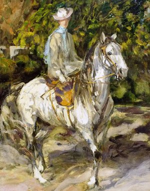 Famous paintings of Horses-Equestrian: A Lady on Horseback, Tangier, Hazel. Lady Lavery, 1920