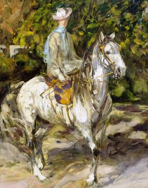 A Lady on Horseback, Tangier, Hazel. Lady Lavery, 1920. The painting by Sir John Lavery