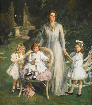 Sir John Lavery, Archibald Benn Duntley Maconochie with His Mother and Sisters, 1908, Art Reproduction
