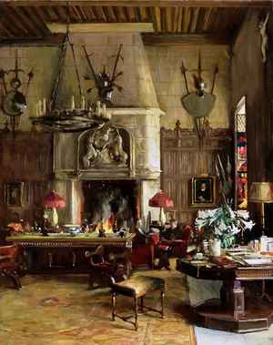Famous paintings of House Scenes: A Gothic Room, 901 Fifth Avenue