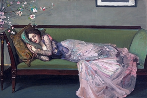 The Green Sofa, 1908, Sir John Lavery, Art Paintings