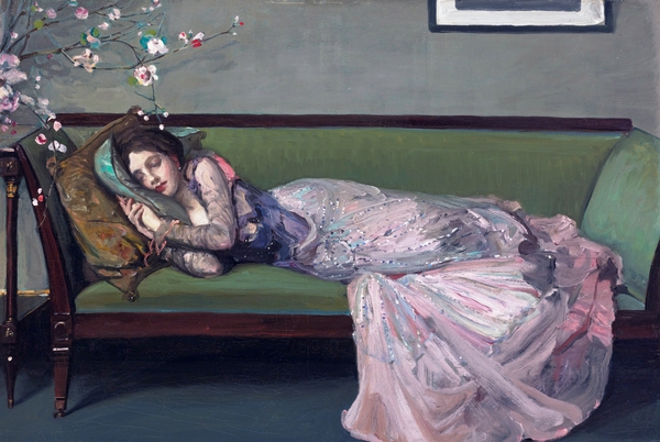 The Green Sofa, 1908. The painting by Sir John Lavery