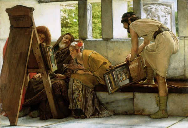 A Roman Studio. The painting by Sir Lawrence Alma-Tadema