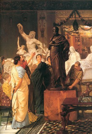 Sir Lawrence Alma-Tadema, A Sculpture Gallery, Painting on canvas