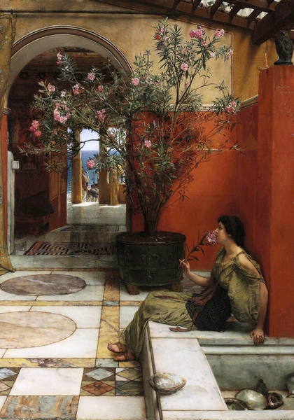 An Oleander. The painting by Sir Lawrence Alma-Tadema