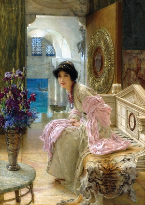 Sir Lawrence Alma-Tadema, As She Watches and Waits, Painting on canvas