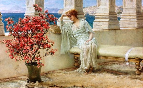 Gaze and Thoughts. The painting by Sir Lawrence Alma-Tadema