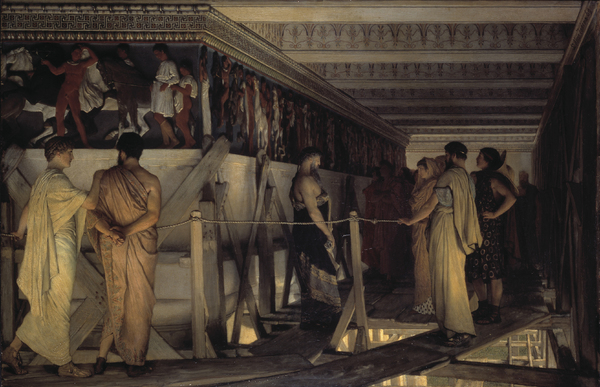 Pheidias and the Frieze of the Parthenon. The painting by Sir Lawrence Alma-Tadema
