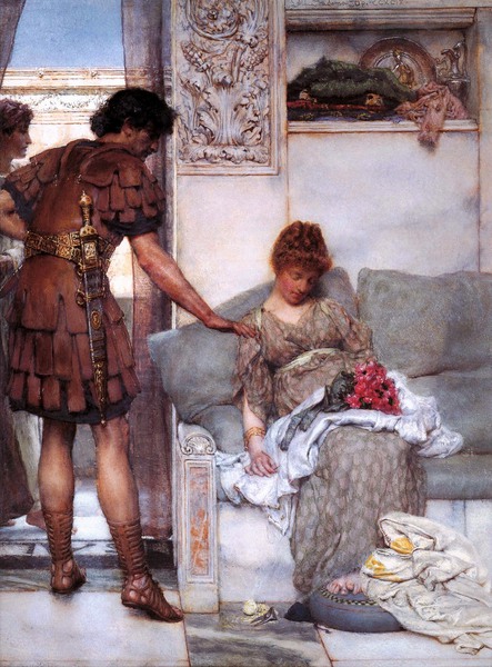 Silent Greeting. The painting by Sir Lawrence Alma-Tadema