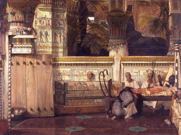 The Egyptian Widow. The painting by Sir Lawrence Alma-Tadema