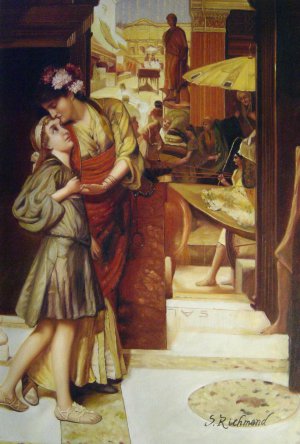 Sir Lawrence Alma-Tadema, The Parting Kiss, Painting on canvas