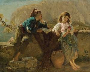 Sophie Anderson, Fisherman's Children, Capri, Art Reproduction