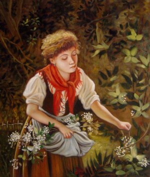Sophie Anderson, Picking Honeysuckle, Painting on canvas