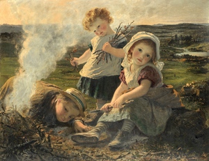 Sophie Anderson, The Bonfire, Painting on canvas