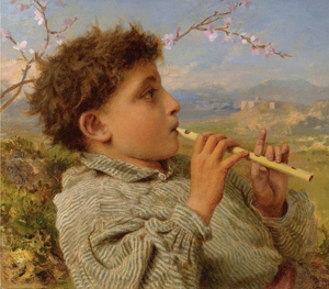 Sophie Anderson, The Shepherd's Pipes, Capri, Painting on canvas