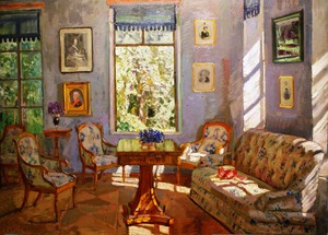 A Corner Drawing Room, 1916, Stanislav Yulianovich Zhukovsky, Art Paintings