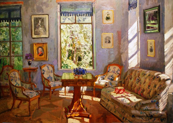 A Corner Drawing Room, 1916. The painting by Stanislav Yulianovich Zhukovsky