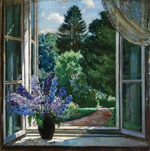 Stanislav Yulianovich Zhukovsky, A Still Life of Lilacs, Painting on canvas