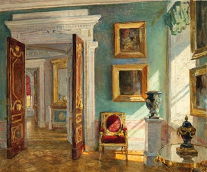 Stanislav Yulianovich Zhukovsky, Interior of the Picture Gallery, Pavlovsk, Painting on canvas