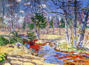 Stanislav Yulianovich Zhukovsky, Murmur of the Spring Creek, 1910, Painting on canvas