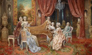 Stephan Sedlacek, A Musical Entertainment at the Piano, Painting on canvas
