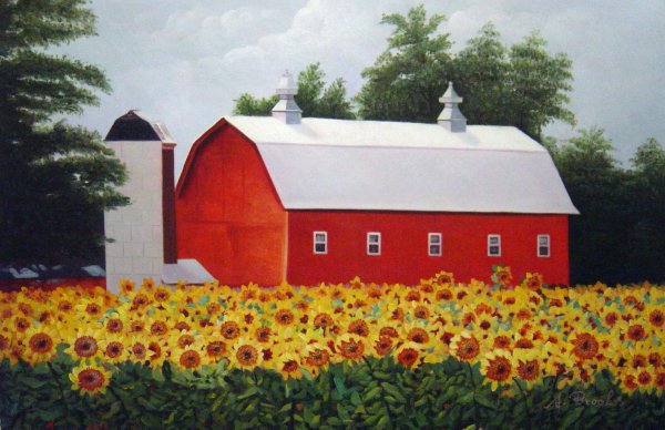 Sunflower Farm. The painting by Our Originals