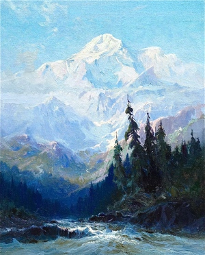 Sydney Laurence, Mt McKinley Rapids of the Tokacheetna, Painting on canvas