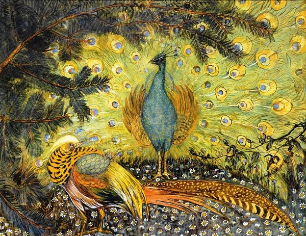 The Peacocks. The painting by Theo van Hoytema
