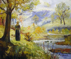 Theodore Clement Steele, Morning By The Stream, Painting on canvas