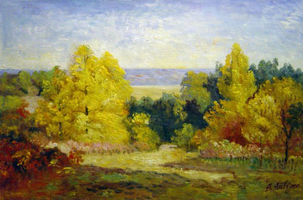 The Poplars. The painting by Theodore Clement Steele