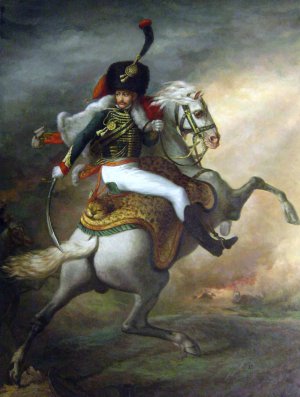 Famous paintings of Horses-Equestrian: An Officer Of The Imperial Horse Guards Charging