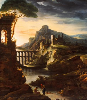 Theodore Gericault, Evening: Landscape with an Aqueduct, Painting on canvas