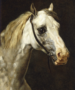 Theodore Gericault, Head of a Piebald Horse, Painting on canvas