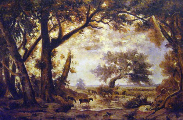 Edge Of The Forest Of Fontainebleau. The painting by Theodore Rousseau