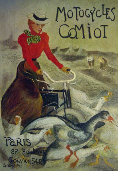 Motocycles Comiot. The painting by Theophile Alexandre Steinlen