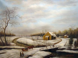 Reproduction oil paintings - Thomas Birch - Philadelphia Winter Landscape