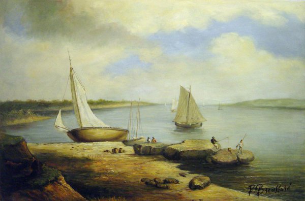 View On The Delaware. The painting by Thomas Birch
