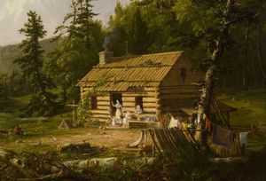 Famous paintings of House Scenes: Home in the Woods, Detail 2