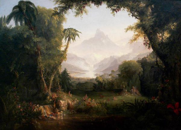 The Garden of Eden. The painting by Thomas Cole