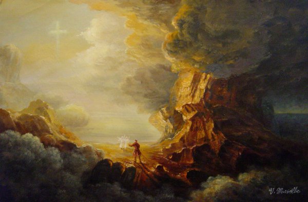 The Pilgrim Of The Cross At The End Of His Journey. The painting by Thomas Cole