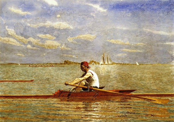 John Biglin in a Single Scull. The painting by Thomas Eakins