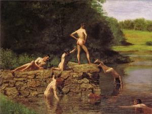 Thomas Eakins, Swimming Hole or The Swimmers, Painting on canvas