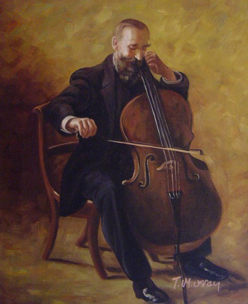 The Cello Player. The painting by Thomas Eakins