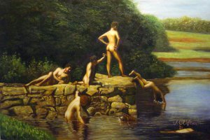 Thomas Eakins, The Swimming Hole, Painting on canvas