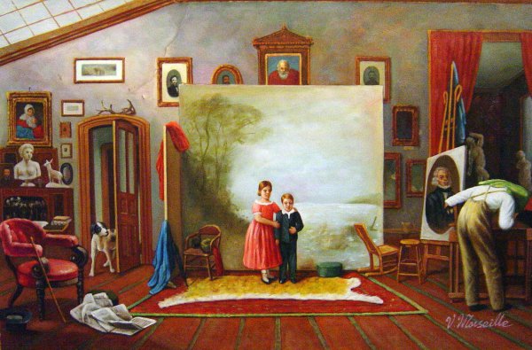 Interior With Portraits. The painting by Thomas Le Clear