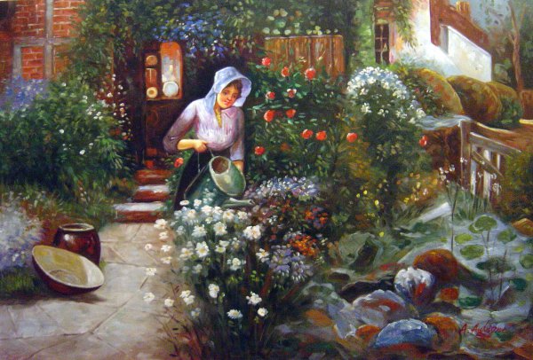 In The Garden. The painting by Thomas MacKay