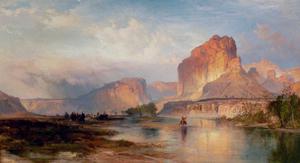 Thomas Moran, Cliffs of Green River, Painting on canvas