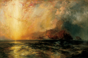 Thomas Moran, Fiercely the Red Sun Descending, Painting on canvas