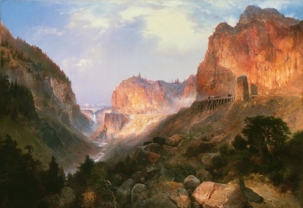 Golden Gate, Yellowstone National Park. The painting by Thomas Moran